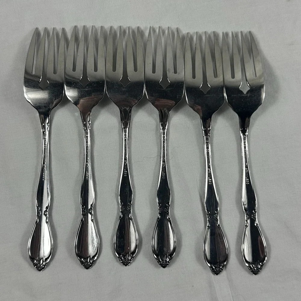 Oneida Community Stainless CHATELAINE Pattern Salad or Dessert Forks Set Of‎ 6